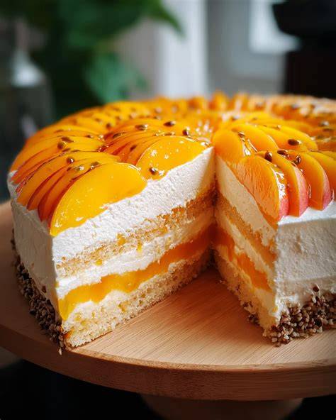 Zubereitungsschritte Pfirsich Torte (Infografik)