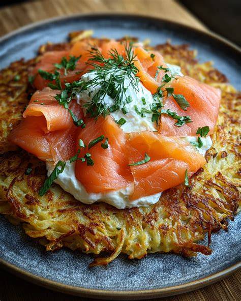 Zucchiniwaffeln als Sandwich mit Frischkäse, Lachs und Kräutern