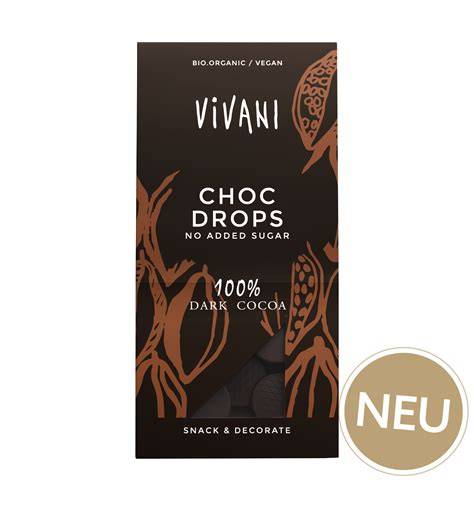 Zuckerfreie Vivani Schokoladentafeln und Choc Drops