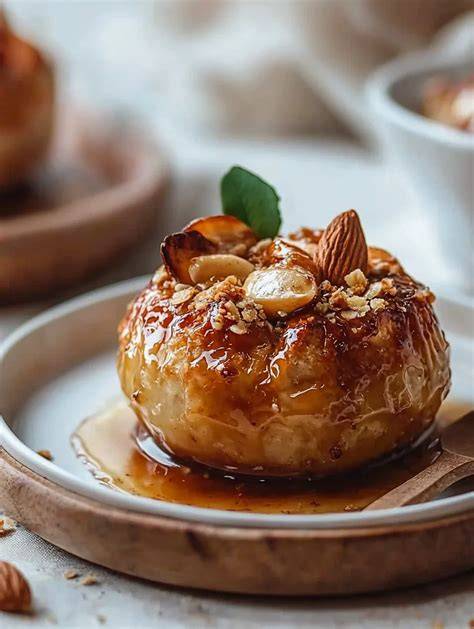 Zuckerfreie gefüllte Bratäpfel mit Zimt und karamellisierten Nüssen