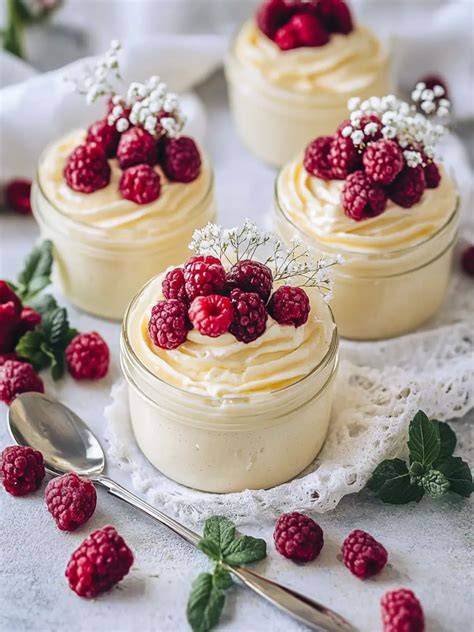 Zuckerfreier Pudding angerichtet in einer Dessertschale mit frischen Beeren