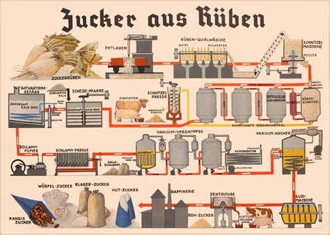Zuckerrüben-Feld und Zuckerfabrik Prozess