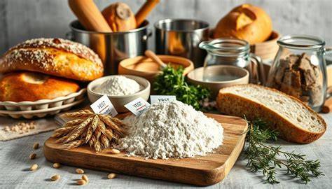 Zusammensetzung und verschiedene Zutaten von Brot, inklusive Zucker