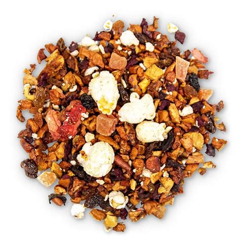 Zusammensetzung von Früchtetee: Apfelstücke, Aroma, kandierte Früchte