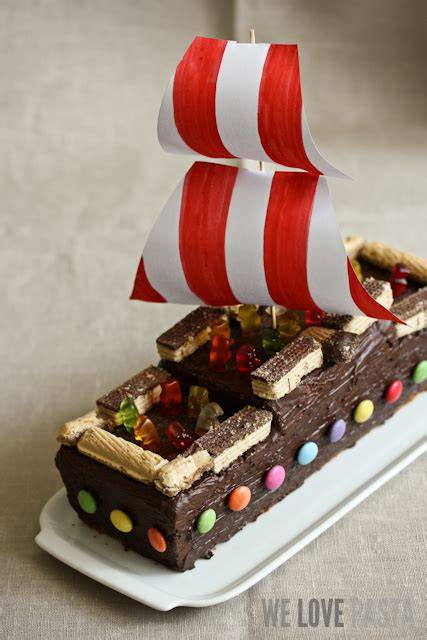 Zuschnitt Kastenkuchen zum Piratenschiff
