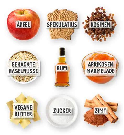 Zutaten: Äpfel, Schokolade, Spekulatius, Mandeln, Apfelsaft, Zuckerrübensirup