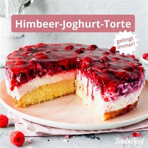 Zutatenübersicht: Eier, Zucker, Mehl, Joghurt, Gelatine, Himbeeren