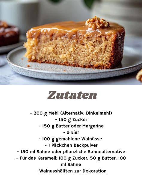Zutatenübersicht: Mehl, Walnüsse, Sahne, Kuvertüre, Gelatine, Rum