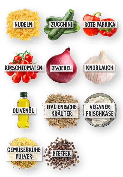Zutatenübersicht für Spaghettieis-Kuchen, Zutaten einzeln abgebildet