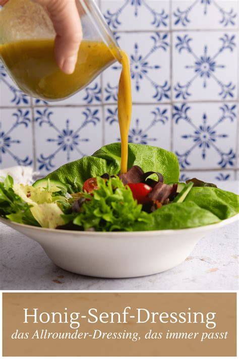 Zutaten Honig-Senf-Dressing: Honig, Senf, Olivenöl, Essig