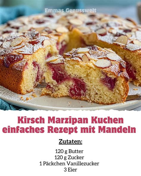 Zutaten für Marzipan-Blechkuchen (Mandeln, Marzipan, Butter, Eier)