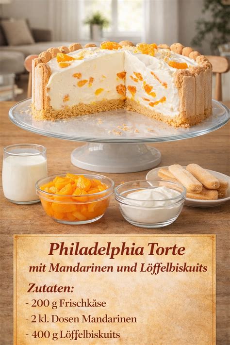 Zutaten für Philadelphia-Torte: Butterkekse, Frischkäse, Sahne, Zitrone, Götterspeise, Beeren