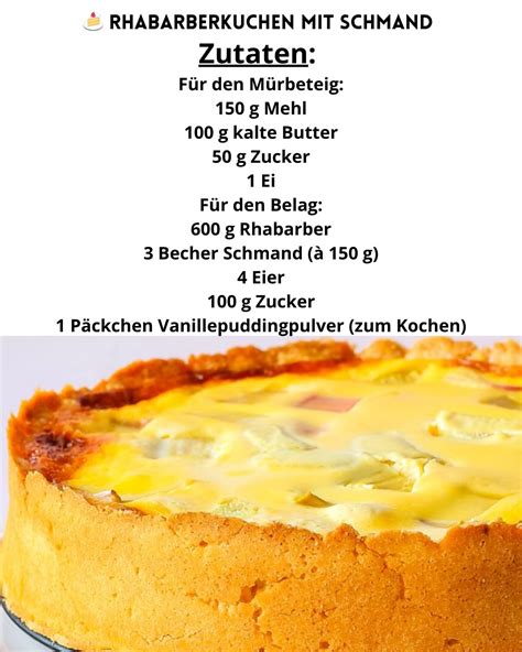 Zutaten für Rhabarberkuchen: Mehl, Zucker, Butter, Eier, Rhabarber