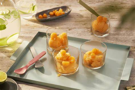 Zutaten für Sorbet: Zucker, Wasser, Obst