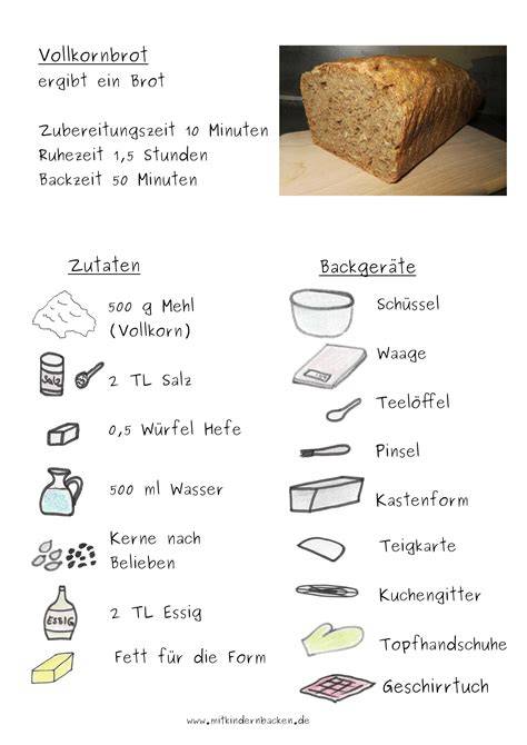 Zutaten für Vollkornbrot mit Hefe