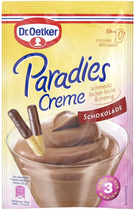 Zutaten für klassische Paradiescreme Schoko mit Sahne