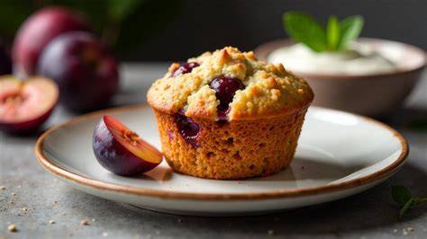 Zutaten für zuckerfreie Pflaumen Muffins anschaulich dargestellt