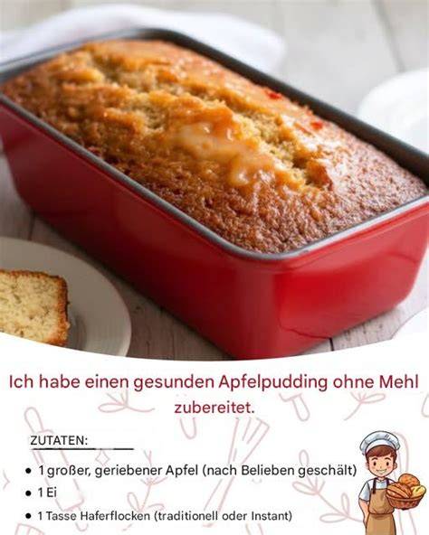 Zutaten und Küchengeräte für Apfelpudding