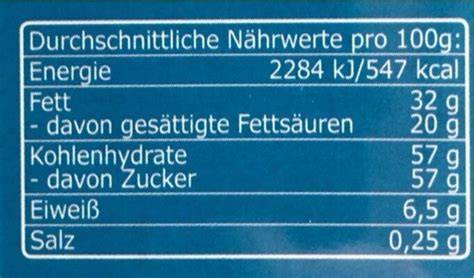 Zutaten und Nährwertangaben der Frankonia Vollmilchschokolade ohne Zucker