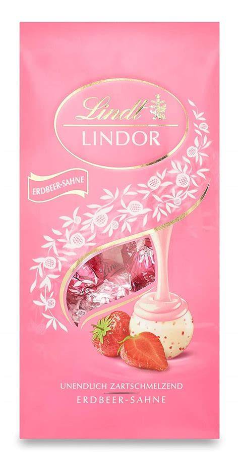Zutaten und Nährwerttabelle Lindt Lindor Erdbeer Sahne