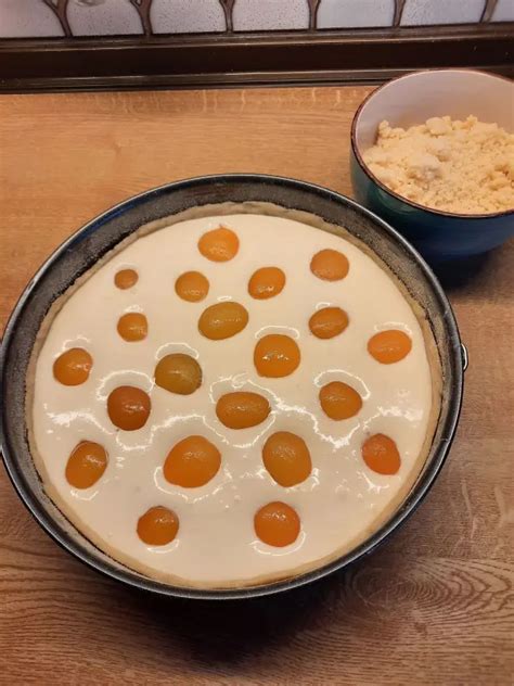 Zutaten-Übersicht: Quark, Aprikosen, Mürbeteig, Streusel und Zitrone
