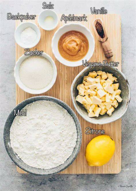 Zutaten-Infografik: Butter, Zucker, Mehl, Stärke, Backpulver, Vanille, Zartbitterschokolade