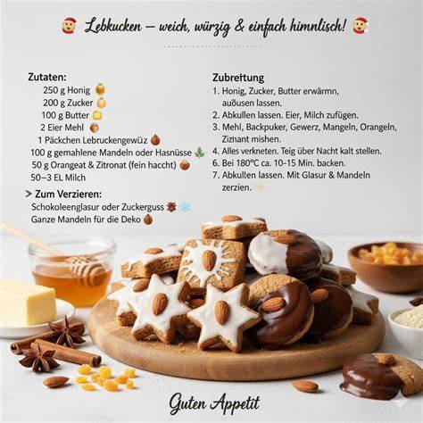 Zutaten-Infografik: Quark, Eier, Zucker, Puddingpulver, Mandeln, Honig