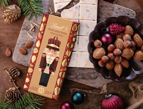 Zutaten-Infografik: typische Lindt-Weihnachtsschokolade-Komponenten und Allergenhinweise
