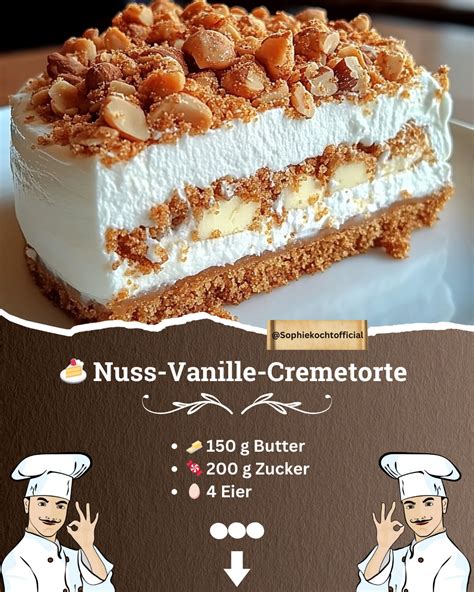 Zutaten-Infografik für Nuss-Quark-Kuchen: Quark, Eier, Haselnüsse, Butter