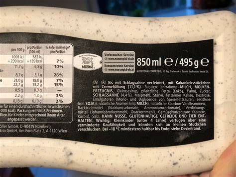 Zutatenliste Mövenpick Nougat Eis