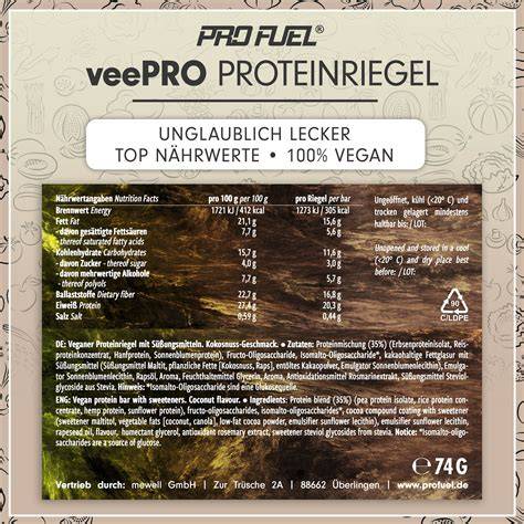 Zutatenliste Proteinriegel (Ausschnitt)