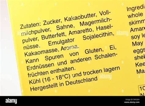 Zutatenliste glutenfreier und glutenhaltiger Schokolade