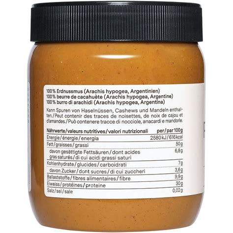 Zutatenliste industrieller Erdnussbutter vs. selbstgemachter Erdnussbutter - Infografik