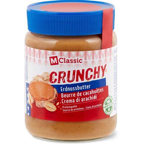 Zutatenlisten-Vergleich klassischer und reiner crunchy Erdnussbutter