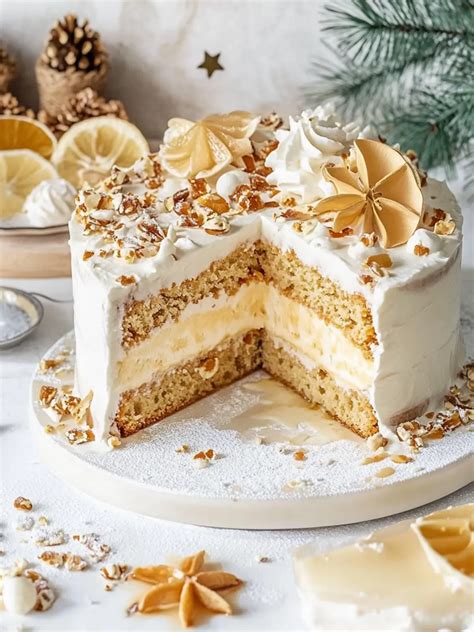Zwischenschritte beim Schichten der Bratapfel Karamelltorte