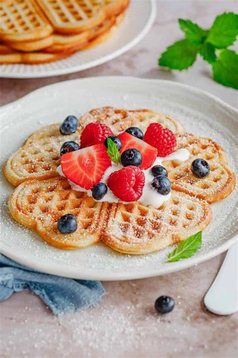 apfelvollkornwaffeln serviert mit beeren