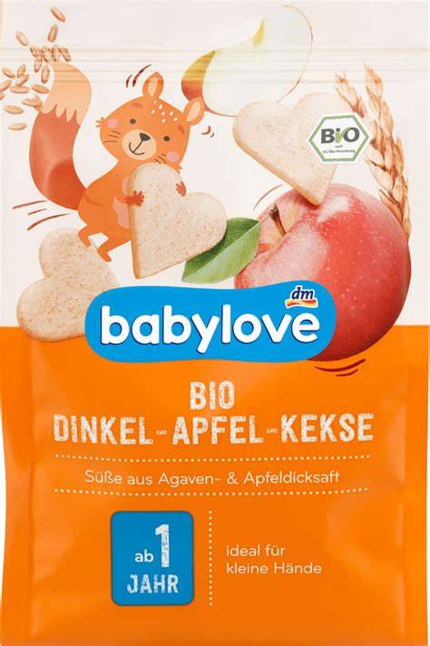 babylove Dinkel Apfel Kekse, Verpackung und Produkt