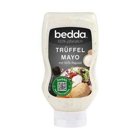 bedda Trüffel Mayo Glas und Portion auf Teller