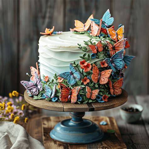 einhorn torte mit schmetterlingen und blumen