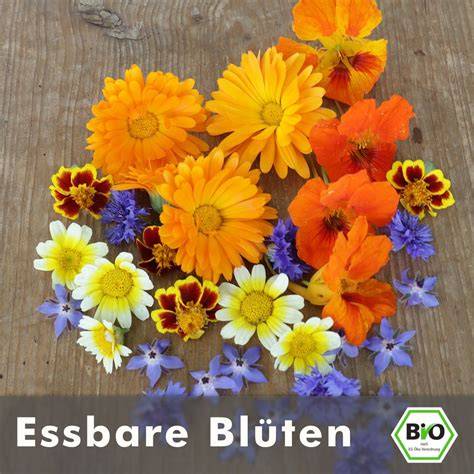 essbare Blüten und Kräuter als Dekoration für Fischtorten