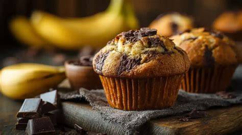 frisch gebackene Schoko Bananen Muffins auf einem Gitter