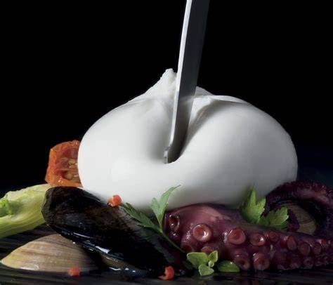 frische schwarze Sommertrüffel und Burrata aus Apulien