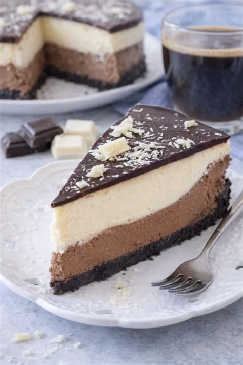 geschichteter Cheesecake mit Haselnusscreme und Ganache
