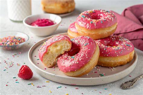 glutenfreie Bananen-Donuts mit Himbeer-Glasur