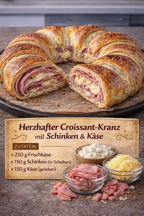 goldbraunes Käse Schinken Croissant frisch aus dem Backofen