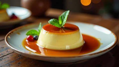 goldener Karamellpudding in Dessertschalen