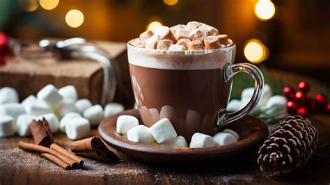 heiße schokolade im becher mit marshmallows