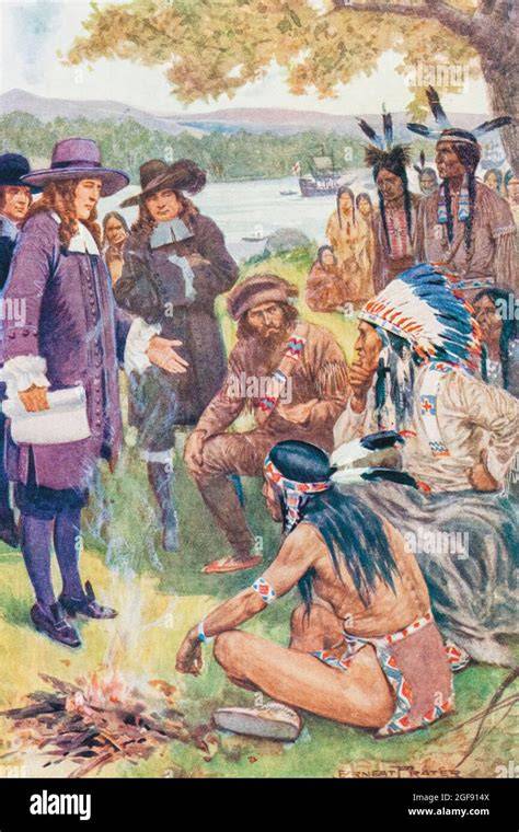 historische Darstellung: Lachszubereitung auf Planke bei amerikanischen Ureinwohnern