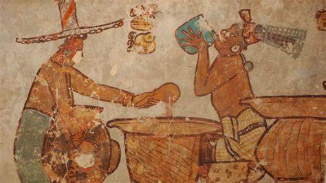 historische darstellung: schokoladeherstellung durch olmeken, maya, azteken