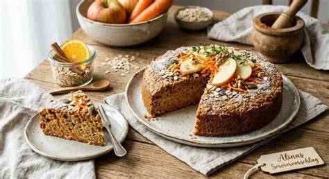 karotten-apfel-kuchen glutenfrei und saftig angerichtet